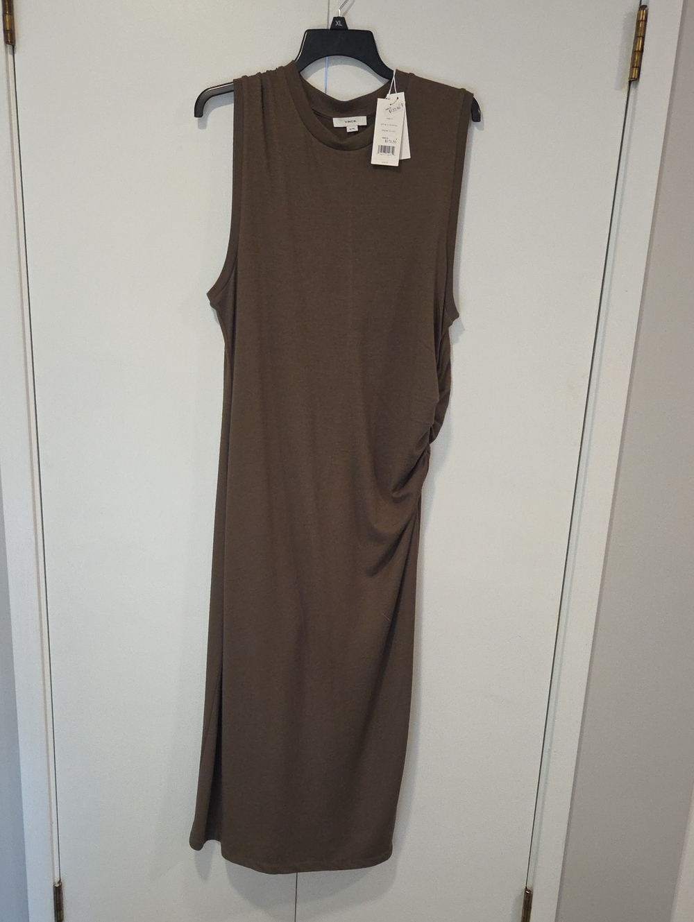 Vince Stretch Jersey Sleeveless Midi Dress Smokey Moss